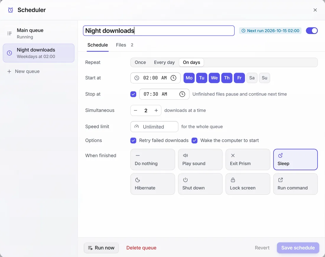 Scheduler in the light theme.